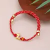 Pulsera de Cuerda Trenzada Roja del Año del Caballo Estilo Chino Colgante de Pony Hecho a Mano Ajustable 2026 Cuerda Roja