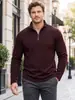 Suéter de punto teñido en hilo TK para hombre transfronterizo, otoño/invierno, cuello alto, talla grande, transpirable, elástico, manga larga, capa base, sudadera deportiva