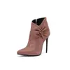 Botas Martin Femininas para Outono e Inverno com Zíper, Salto Fino, Botas de Cano Curto da Amazon, Bico Fino, Salto Super Alto, Botas Femininas de Tamanho Grande, Botas de Couro Europeias e Americanas