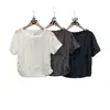 Camiseta Gris Calada de Manga Corta para Mujer, Nueva Moda de Verano, Top Corto Ajustado con un Diseño Elegante