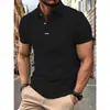 Nueva Camiseta de Verano para Hombre Moda Sencilla Versátil Camiseta de Manga Corta Color Sólido Cuello Solapa Manga Corta