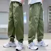 Calças casuais para meninos, calças infantis de algodão puro para primavera e outono, tamanhos médio e grande, calças longas de verão, estilo fino, calças anti-mosquito de outono para meninos, da moda
