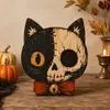 Bestseller internacional Dia das Bruxas abóbora de madeira fantasma gato preto enfeites para quarto e mesa decorações de feriado artesanato em madeira