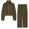 Ropa europea y americana transfronteriza para mujer, popular en AliExpress, chaqueta informal de moda con dobladillo abombado + pantalones cargo de pierna recta