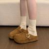 Sapatos Birkenstock com Solado Grosso para Aumentar a Altura para Mulheres, Novo Estilo Outono e Inverno 2026, Meias Pantufa Fechadas com Forro de Lã, Pantufas de Algodão Birkenstock para Uso Externo