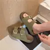 Pantuflas de Exterior para Mujer Estilo Birkenstock con Suela Gruesa y Correas de Velcro, Calzado Casual Cómodo y Versátil, Sandalias de Playa