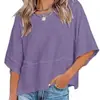2025 Europeo y Americano Amazon Transfronterizo Más Vendido Nuevo Estilo Patchwork Color Sólido Manga de Campana Casual Suelta Camiseta Ropa para Mujer