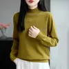 Nuevo suéter de punto con cuello medio alto, jersey de otoño e invierno, camiseta básica de manga larga, top para mujer