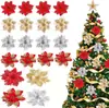 Flores Artificiales Populares Transfronterizas, Flores de Navidad, Flores con Polvo Dorado, Coronas Decorativas Navideñas para el Hogar, Adornos Decorativos, Accesorios al por Mayor