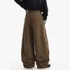 Directo del fabricante: Jeans de estilo americano de calle con una distintiva hebilla de avión y diseño plisado, una nueva colección de otoño con pantalones de corte holgado, frescos y elegantes de pierna curva para hombre