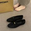 Mocasines de Cuero para Mujer con Diseño de Moneda Dorada, Estilo Británico, Nueva Versión Coreana 2026, Zapatos Planos Casuales Slip-On Redondos Retro Franceses