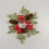 Anel de Vela de Natal Frutas Vermelhas Pinha Guirlanda de Advento para Janela Decoração de Natal Centro de Mesa Porta-Velas para Festa