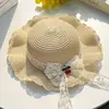 Sombrero de sol de estilo pastoral para niñas, sombrero de paja con temática de bosque para niños, sombrero de sol para protección solar en la playa para niñas, sombrero de sol con protección UV