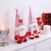 Decoración Navideña de Muñeca con Lentejuelas para Nuevo Producto Transfronterizo Árbol de Navidad Tejido Gorro de Corazón Adorno de Santa sin Rostro para Fiestas