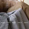 Tela de cuadros vintage de color oscuro estilo coreano hecha de algodón puro, material estampado teñido en hilo para ropa de mujer y niño, accesorios para padres e hijos
