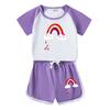 Conjunto de verão para meninos e meninas nova camiseta de algodão de manga curta infantil shorts arco-íris casual fino pijama conjunto de duas peças