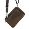 Bolsa de Celular Masculina Couro Crazy Horse Retrô Anjo Preto Couro de Vaca de Primeira Camada Moda Casual Pequena Bolsa de Ombro Transversal