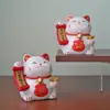 Adorno de Gato de la Fortuna de Cerámica de 4 pulgadas para Abundante Riqueza y Prosperidad, Alcancía de Bolsa de Dinero, Decoración para Coche y Tienda, Venta al por Mayor