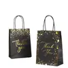 Punto Negro Tarjeta Oro Gracias Bolso Bolsa de Papel Estampado en Caliente Bolsa de Empaque Transfronterizo Bolsa de Almacenamiento para Regalo Se Puede Personalizar