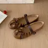 Zapatos planos estilo Chanel Mary Jane para mujer para combinar con faldas 2026 punta redonda moño boca poco profunda mocasines de piel suave