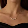 Collar de Perlas Sencillo y Elegante, Cadena para Clavícula de Acero Inoxidable, Cadena para Suéter de Lujo Ligero, Joyería Popular de Venta Transfronteriza Europea y Americana