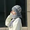 Gorro y Bufanda Todo en Uno para Mujer Estilo Coreano Invierno Cálido Colorido Tejido Protección para Orejas al Andar en Bicicleta Forro Polar Bufanda para el Cuello a Prueba de Frío Linda