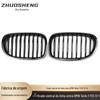Adequado para grade frontal modificada BMW Série 7 F01F02F03 2012-2014, grade central de linha única, preto brilhante, padrão de carbono tricolor