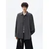 Nova camisa de manga longa listrada para homens com fivela de metal estilo chinês, design único, tamanho grande, jaqueta camisa casual com gola de lapela