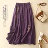 Falda midi de punto cruzado del sudeste asiático para primavera y otoño, talla grande, corte holgado, artística, retro, bordada, falda étnica de doble capa, adelgazante