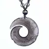 Collar para Hombre Colgante de Fortuna de Obsidiana Natural Hebilla de Seguridad de Obsidiana Helada Cuentas de Fortuna para Mujer Año del Caballo Estilo Nuevo