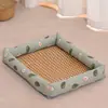 Esterilla Refrigerante de Verano para Gatos y Perros, Esterilla Refrigerante Tejida de Ratán, Suministros Universales para Mascotas para Todas las Estaciones, Colchón para Perros Teddy Pequeños y Medianos, Cama para Perros