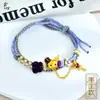 Tienda de Oro Mismo Estilo Más Vendido Pulsera de Flor de Lirio del Valle Color Arena, Pulsera Tejida Versátil de Bloques de Color que No se Desvanece Color Ins