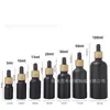 Botella de aceite esencial 10ml 30ml a prueba de luz negro mate botella dispensadora de aceite esencial con gotero, botella de aceite esencial de vidrio, botella vacía, gama alta