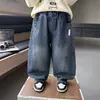 Jeans holgados para niños, nuevos pantalones largos anchos de estilo coreano para primavera y otoño para niños pequeños, pantalones largos modernos para niños