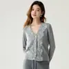 Cardigã de Malha com Gola de Cashmere para Mulheres, Novo Suéter Jacquard de Renda Outono e Inverno, Casaco de Lã, Estilo Coreano Tendência Fonte Fábrica