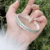 Pulsera Abierta de Metal Ojo de Gato para Mujer, Venta Directa de Fábrica, En Stock, Joyería Sólida de Gama Alta, Soporta Dropshipping
