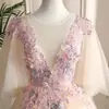 Nuevo Vestido de Solo de Escenario Largo con Escote en V Profundo Hilo de Color Vestido de Novia Host Estudio de Prueba Artística Bolsa Temática Vestido