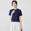 Camiseta de Camada de Ar com Gola Alta para Verão Fresco, Nova, Amiga da Pele, Ombro Normal, Cor Sólida, Simples, Emagrecimento, Estilo Coreano, Top para Mulheres