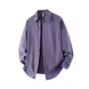 Camisa Simple de Color Sólido, Manga Larga, Gama Alta, Chaqueta Elegante, Camisa Casual para Hombre Estilo Americano de Primavera y Otoño