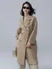 2026 Otoño e Invierno Nuevo Estilo Cuello de Solapa Simple Color Sólido Lana de Camello Holgado Casual Lana de Doble Botonadura Abrigo de Doble Cara