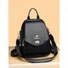 Mochila tejida de cuero suave de alta venta para mujer, nueva y elegante bolsa de viaje de gran capacidad, mochila casual multifuncional
