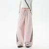 Pantalones casuales a rayas estilo americano para primavera y otoño, unisex, estilo workwear, pierna recta, corte holgado, pierna ancha, adecuados para deportes, baile y ejercicio