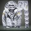 2023 Inverno novo terno de suéter masculino forrado de lã engrossado casaco com capuz plus size terno de roupas masculinas casuais