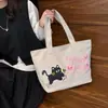 Bolso de Lona Impreso con Gato Personificado Bolso de Hombro Estudiante Moda Bolso de Mano Listo para Exportación Transfronteriza