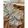 Pijama de oso estilo coreano ins dulce y femenino para mujer, conjunto de cárdigan de manga corta y shorts para primavera y verano, se puede usar para salir