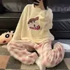 [Colección] Pijamas de otoño e invierno para mujer, cálido conjunto de franela de manga larga de forro polar de coral, ropa de estar linda y elegante