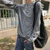 2026 Nova Camiseta Casual Masculina de Manga Longa com Gola Redonda, Design Dobrado nas Mangas, Listras, Preguiçosa, Início do Outono, Toque de Luxo, Cobertura, Homens e Mulheres