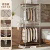 Arara de metal estilo japonês com 60cm de profundidade para instalação, guarda-roupa aberto autoportante, closet, prateleira montada, rack de armazenamento para guarda-roupa