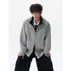 Sudadera cárdigan de cuello alto con bloques de color estilo americano para hombre, otoño, talla grande, oversize, moderna, casual de alta costura, chaqueta deportiva