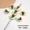Flor de Tulipan Joyería de Cuentas Pintada a Mano DIY Hecho a Mano Colorido Agujero Recto Aretes de Cuentas Pulsera Collar Cadena para Teléfono Móvil Cuerda